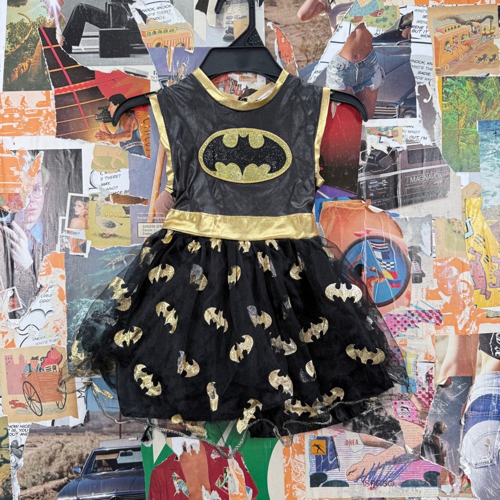 DC Comics‎ Batgirl Dress Costume Tutu Black Gold Glitter Girls Size Small